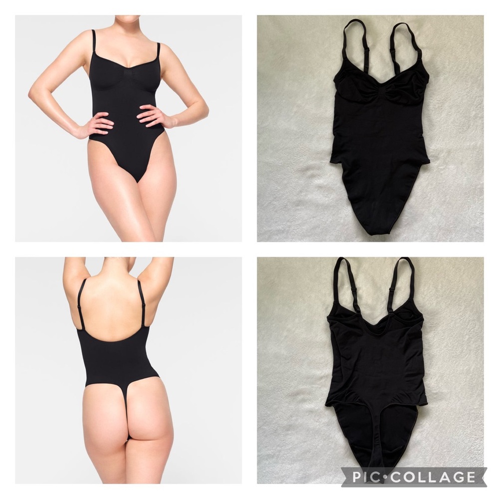 SKIMS • NWOB Seamless Sculpt Thong Bodysuit Onyx